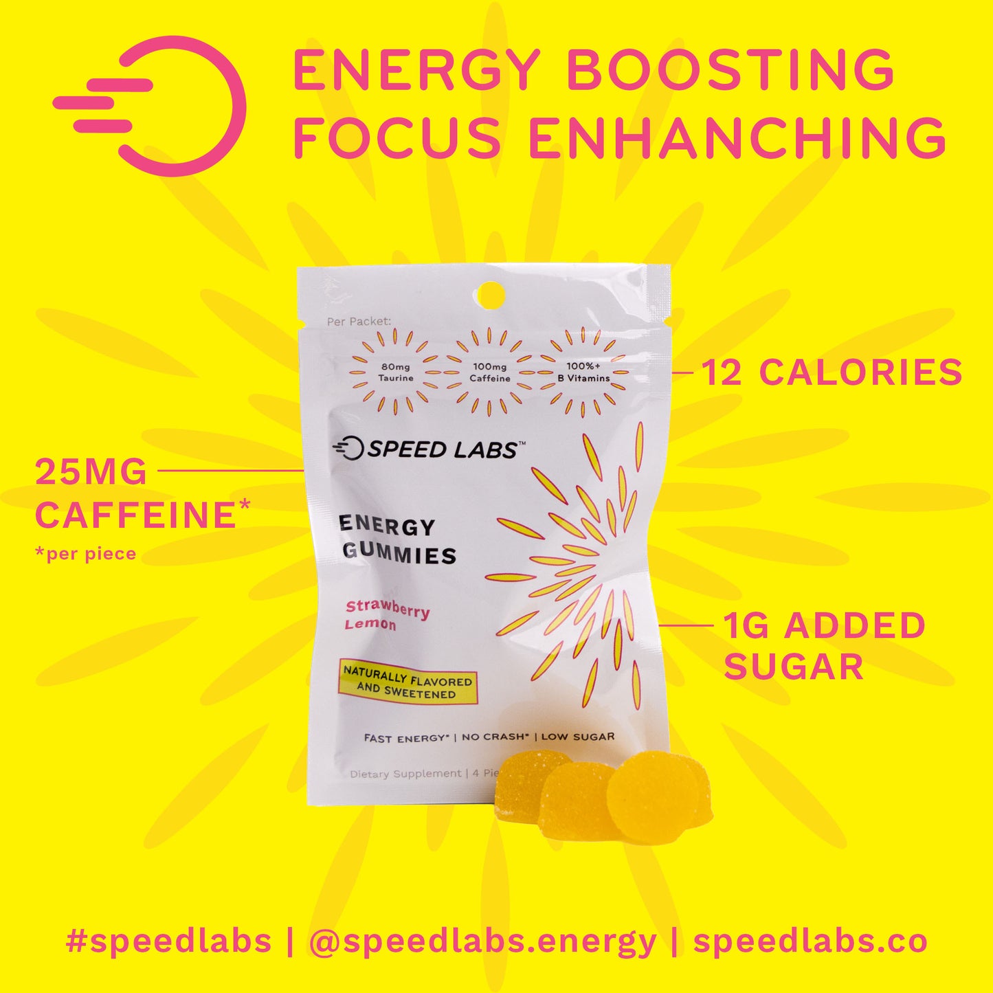 Strawberry Lemon Energy Gummies 4ct Pouches