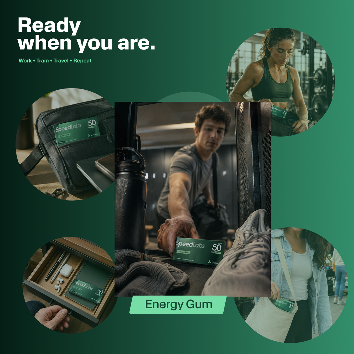 Mint Energy Gum • 6 Sleeves • 48 Pieces