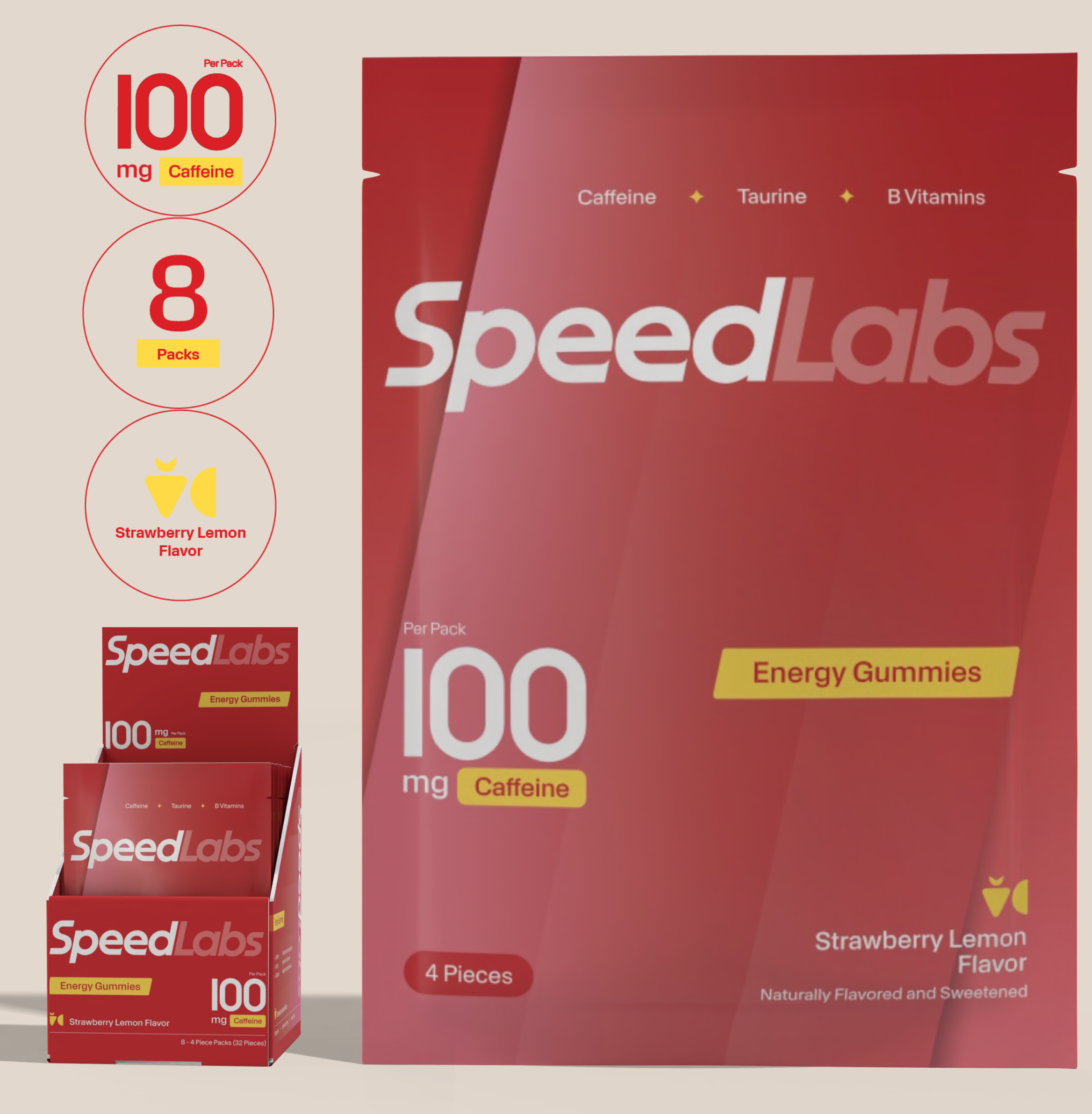 Strawberry Lemon Energy Gummies • 8 Packs • 32 Pieces