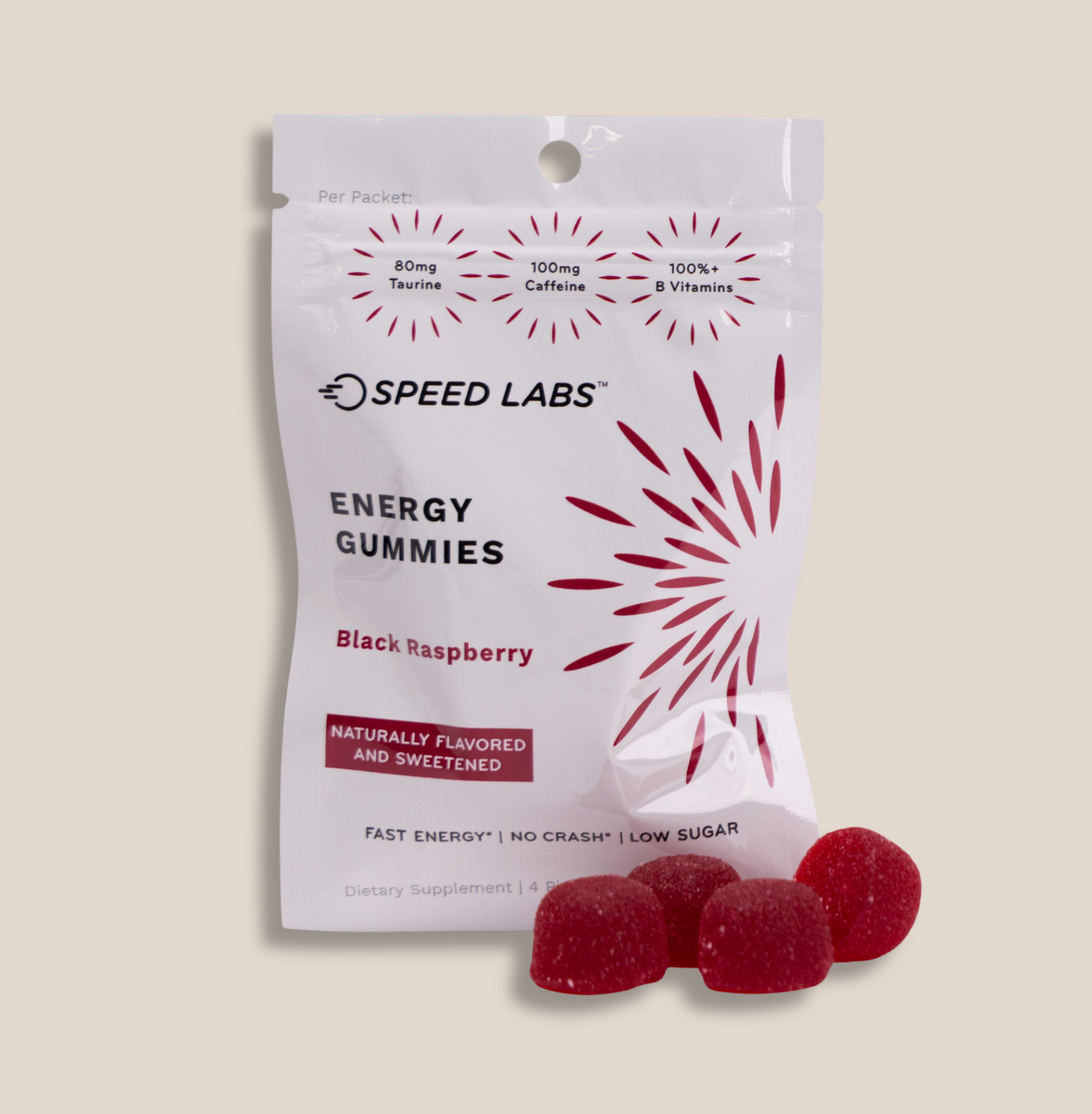 Black Raspberry Energy Gummies 4ct Pouches