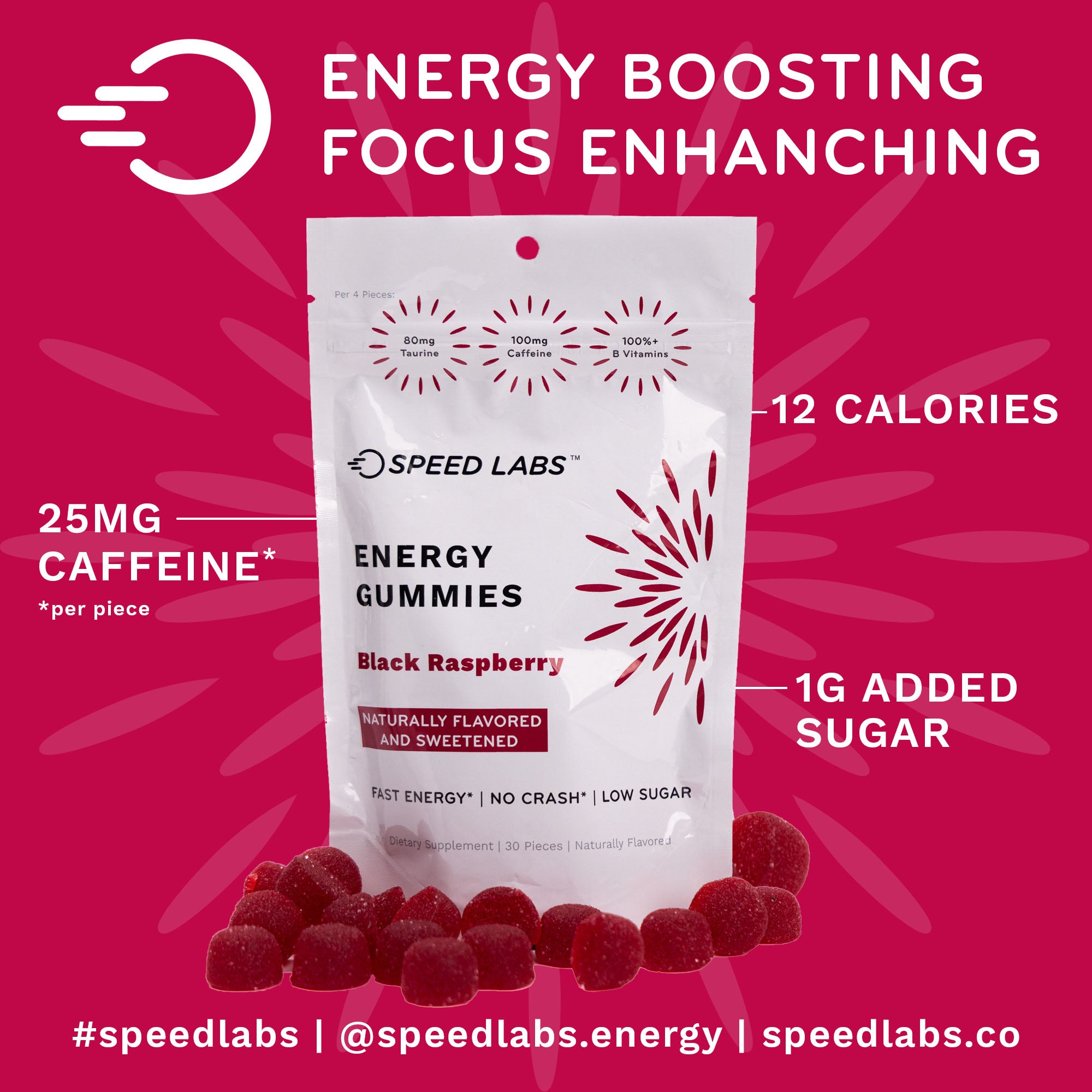 Black Raspberry Energy Gummies 30ct Pouch
