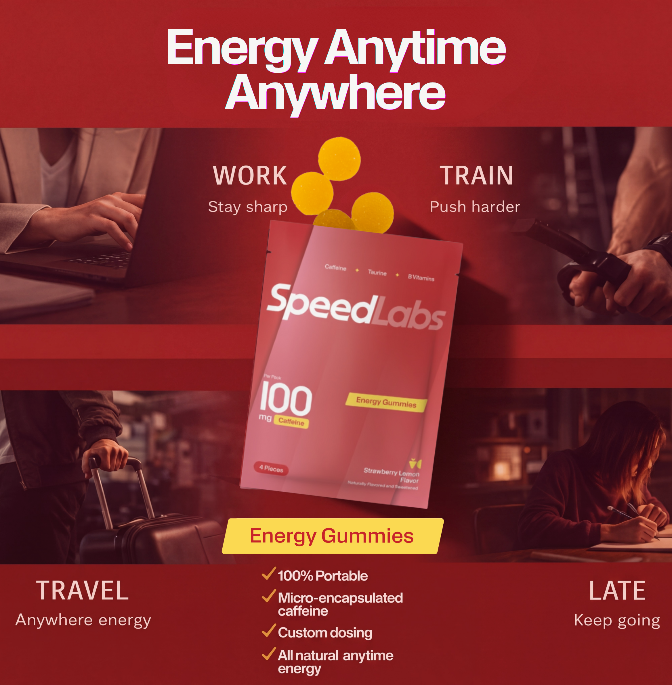 Strawberry Lemon Energy Gummies • 8 Packs • 32 Pieces