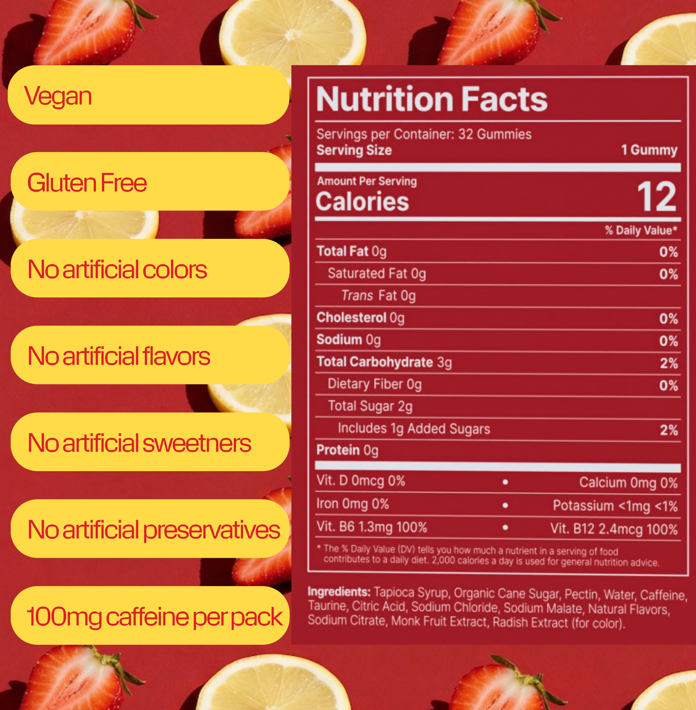 Strawberry Lemon Energy Gummies • 8 Packs • 32 Pieces